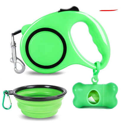 3-In-1 Dog Traction Rope And Folding Bowl Set
