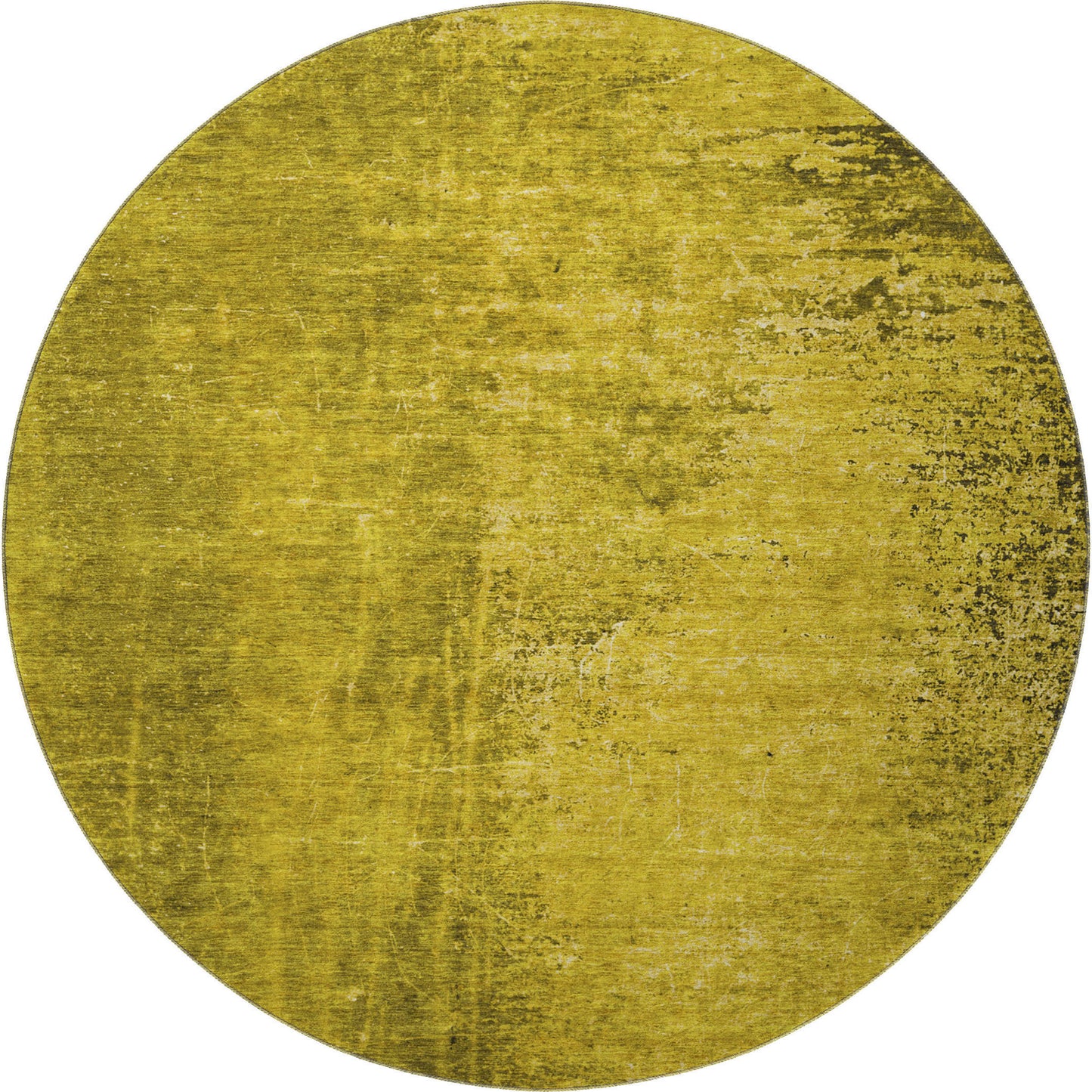 8' Gold And Gray Abstract Washable Round Rug With UV Protection